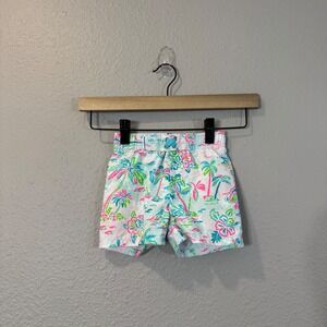 RuggedButts Boy's Size 6-12m Multicolor Palm Tree Flamingo‎ Swim Trunks
